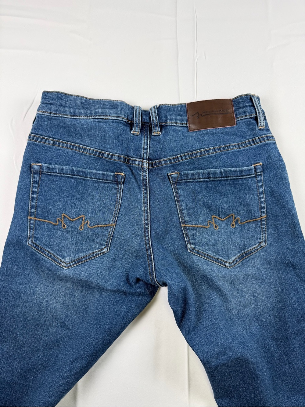 Sebastian McCall Straight Fit Denim Jeans in Medium Blue - Quality